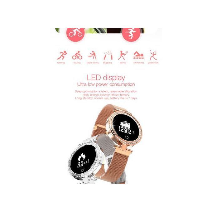 Ready StockWomen Smart Bracelet Bluetooth Waterproof Low-power Consumption 24 Hours Ongoing Heart Rate Monitor Sport Fitness Smart Watch