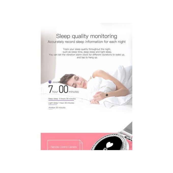 Ready StockWomen Smart Bracelet Bluetooth Waterproof Low-power Consumption 24 Hours Ongoing Heart Rate Monitor Sport Fitness Smart Watch