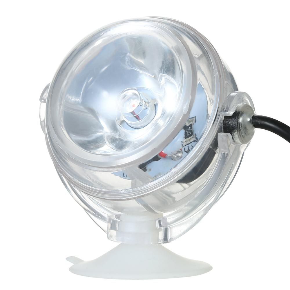 Aquarium Waterproof LED Spotlight Submersible Light Convex Lens Design with Suction Cup Fish Tank Decorative Light Color Changing