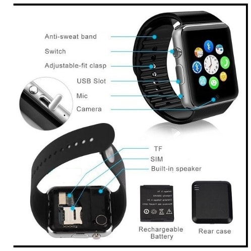Android IOS Smart Watch with Sim Card Camera Phone Bluetooth Wrist Watch A1