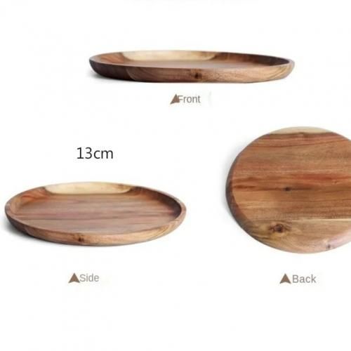 2 Pcs Wood Dessert Plate