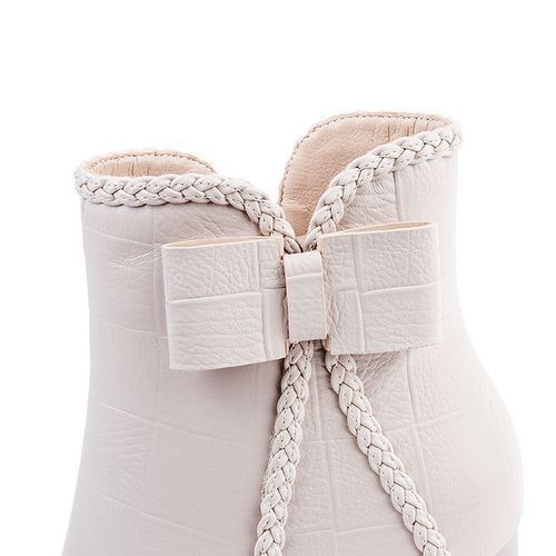 Women's Elegant Bootie High Heel Zipper Ankle Boots - White