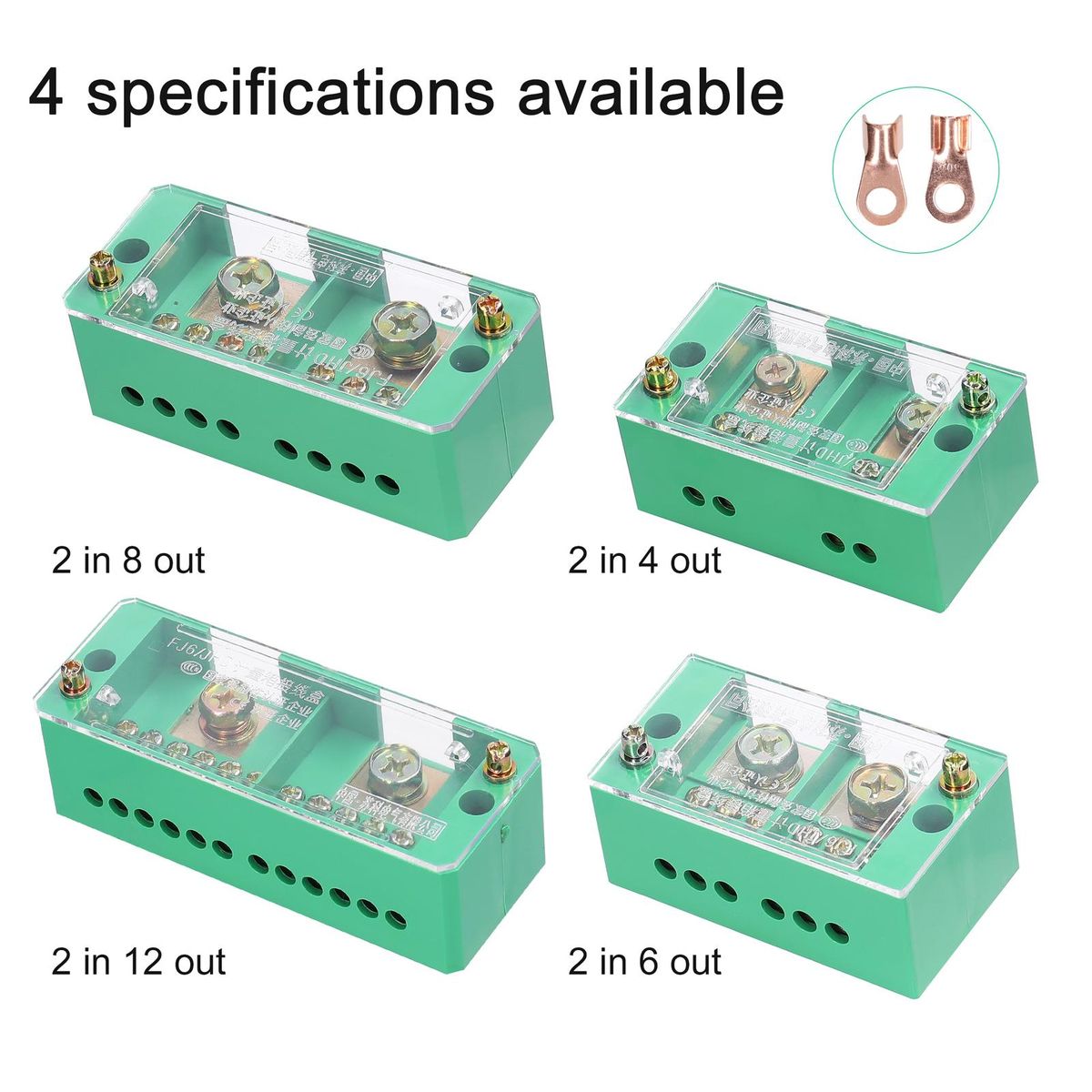 60A 600V Portable Junction Box Household Multifunctional Wire Splitter Wire Terminal Junction Box with 2 Copper Lugs