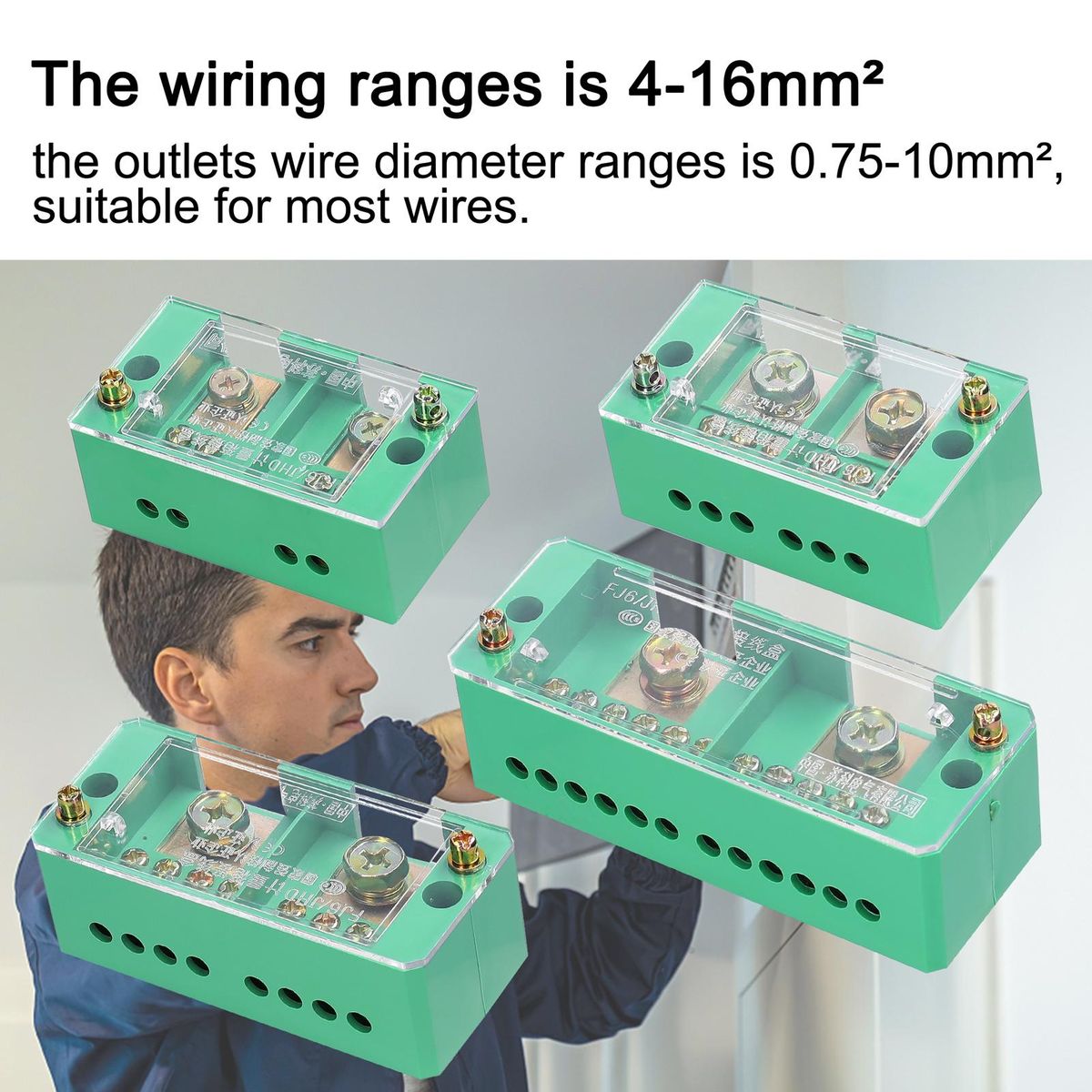 60A 600V Portable Junction Box Household Multifunctional Wire Splitter Wire Terminal Junction Box with 2 Copper Lugs