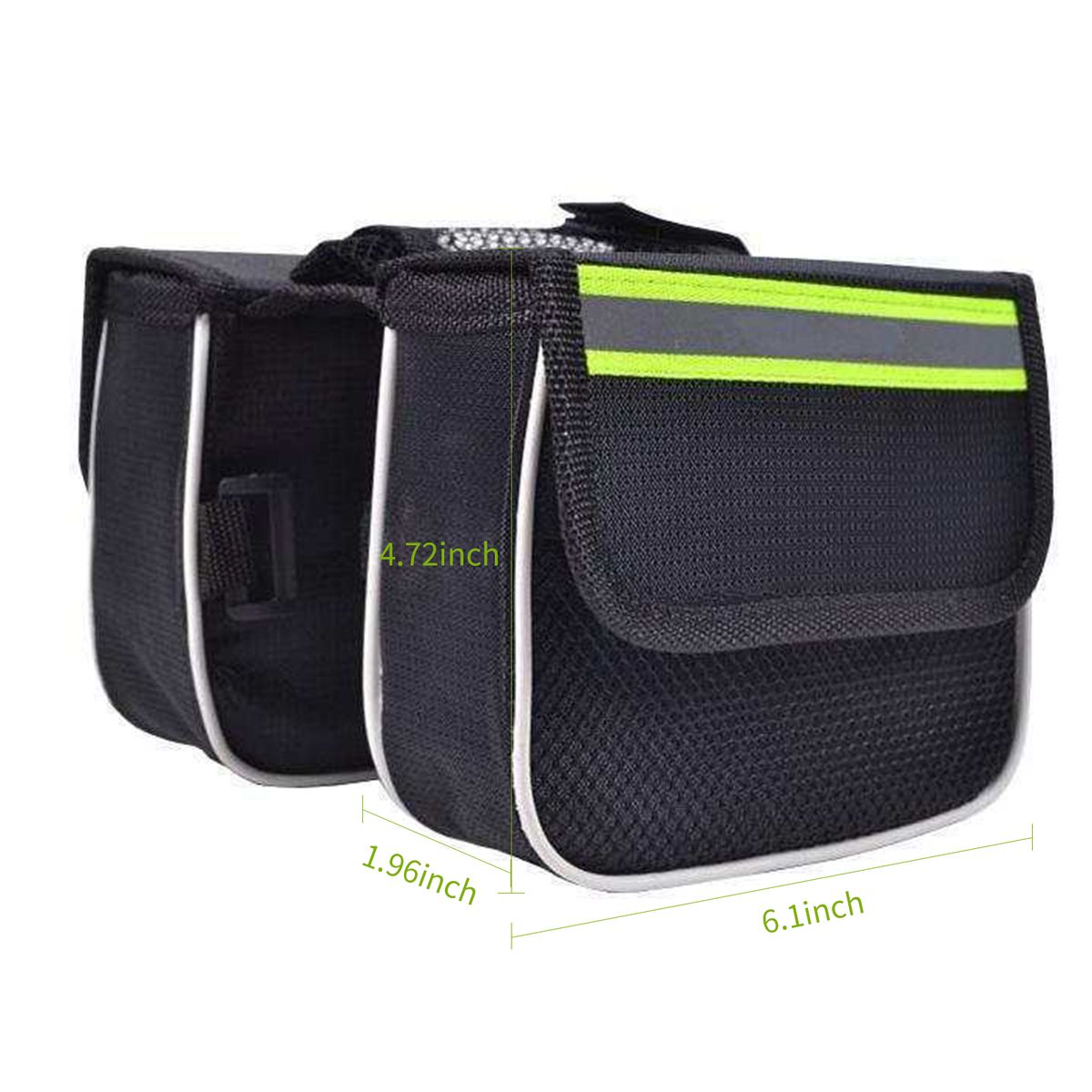 Bicycle Frame Bag With Cell Phone Pouch Reflective Strip