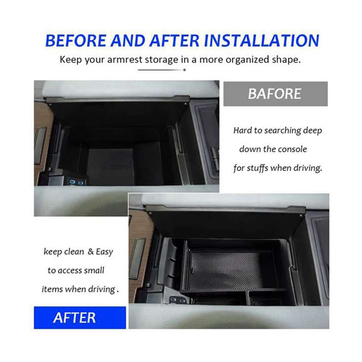 Center Console Organizer for 2021 2022 Toyota Sienna XL40 Armrest Insert Secondary Storage Box Tray Accessories A