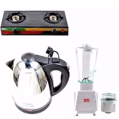 Table Top Gas Cooker + Electric Jug Kettle & Blender Home Bundle