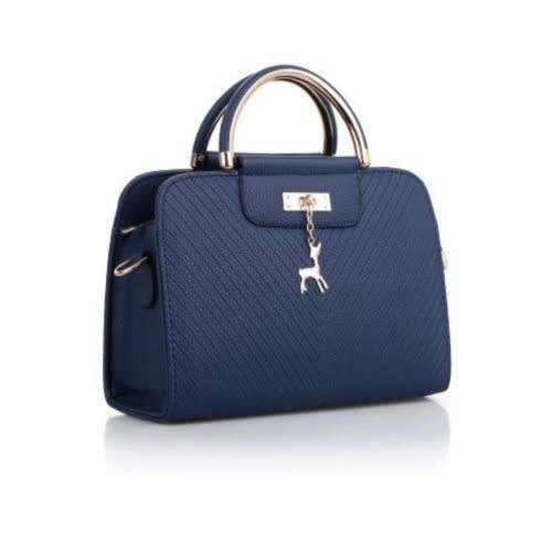 Ladies Leather Handbag - Navy Blue