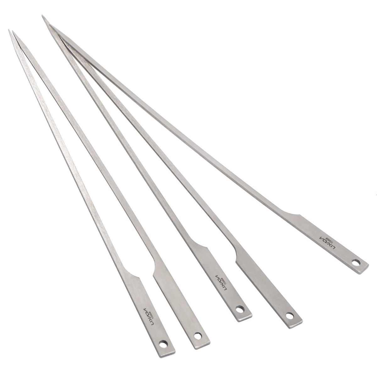 Lixada 5pcs 10 Inch Flat Titanium Barbecue Skewers Outdoor Backyard Picnic BBQ Grilling Kabob Skewers BBQ Sticks with Wire Ring