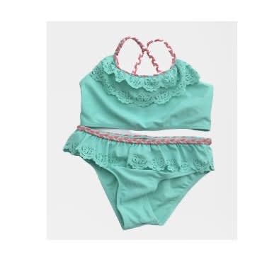 Girls Plain Pattern Bikini Swimwear