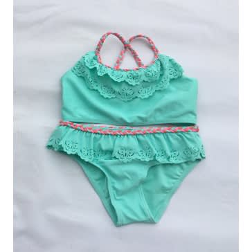 Girls Plain Pattern Bikini Swimwear