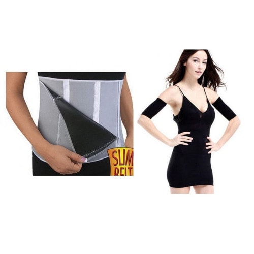3 In 1 Leg Calves Shaper + Adjustable Grey Slim Belt + Upper Arm Shaper