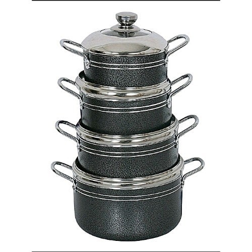 Non Stick Pots With Glass Lid - 4 Sets