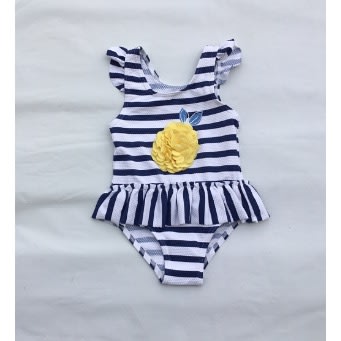 Stripy Swimwear With Rose