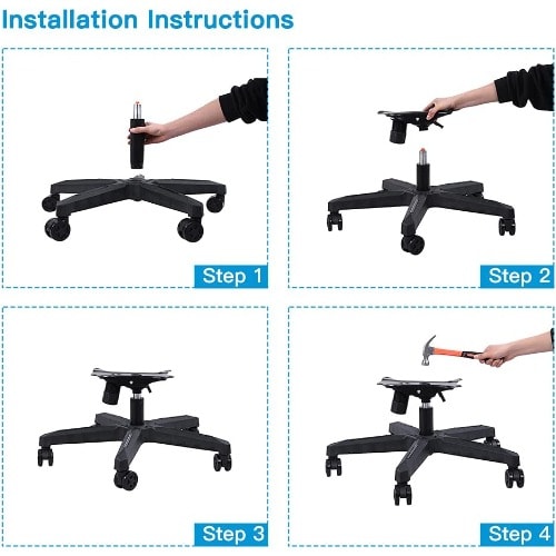 Office Chair Replacement Base With Bottom Plate, Stand Cylinder & Caster