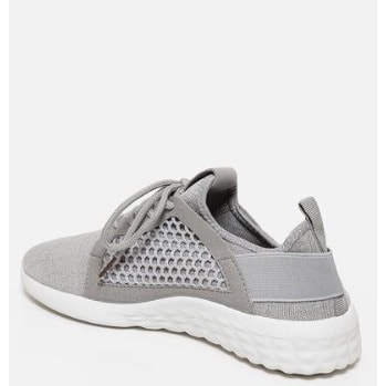 Mesh Lace Up Trainers - Light Grey