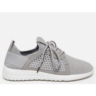 Mesh Lace Up Trainers - Light Grey