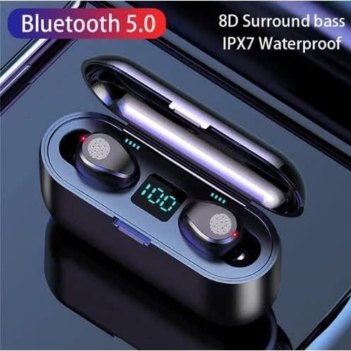 F9 Fingerprint Bluetooth Earbuds With 2000mah Powerbox