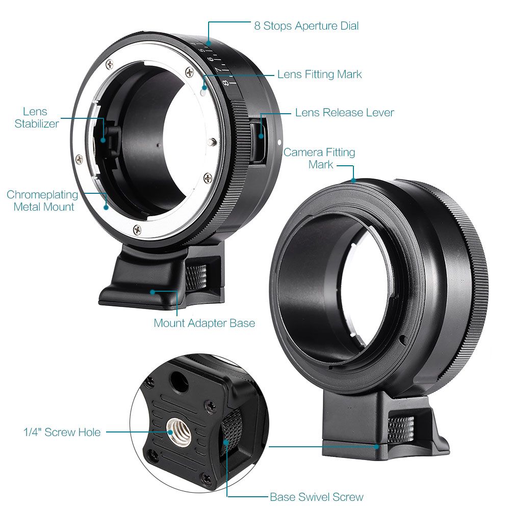 NF-NEX Mount Adapter Ring For Nikon G/F/AI/S/D Lens
