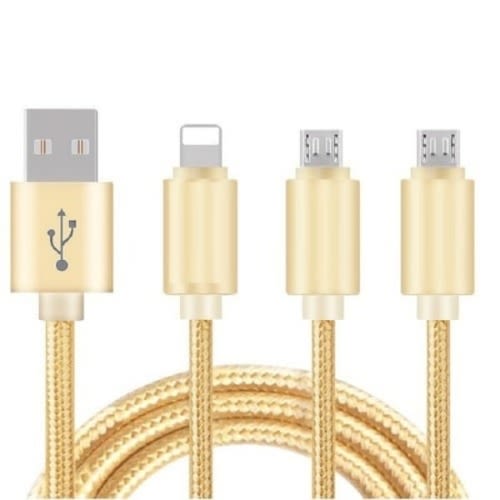 3 In 1 Micro USB Triple Fast Charging Data Cable