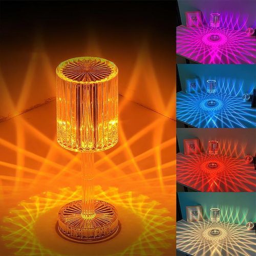 LED Crystal Projection Desk Lamp Restaurants Bar Bedside Decoration USB Table Light RGB Remote Control Romantic Night Lights