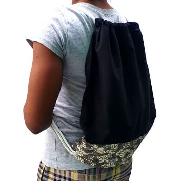 Canvas Drawstring Backpack - Black