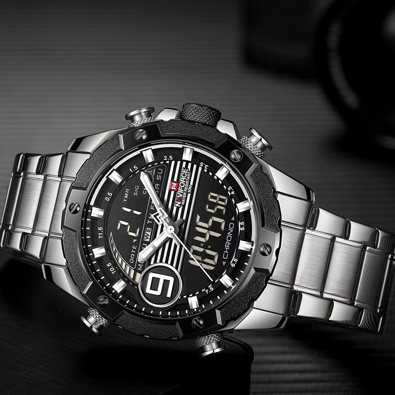 Top Luxury Brand Men Sports Watches Men's Quartz Digital Analog Full Steel Waterproof Wrist Watch