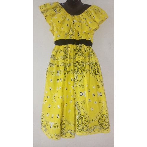 Midi Dress With Abstract Designs - Yellow