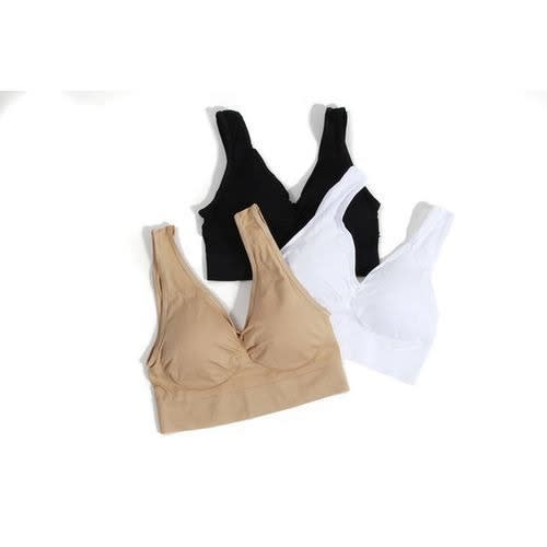 Lingerie Plus Size Solid Color Padded Wireless Sports Bra - 3pcs/pack