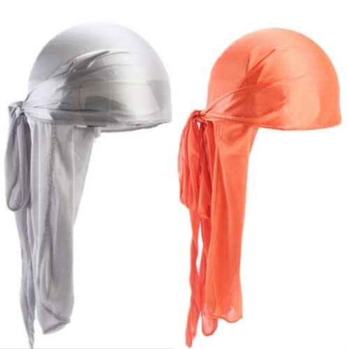 2 In 1 Silky Durags (Grey & Orange)