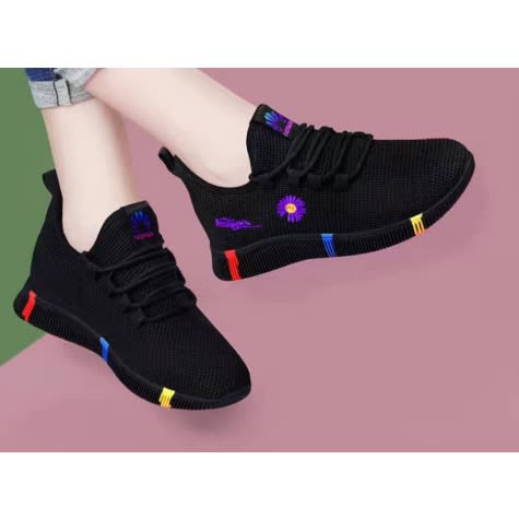 Ladies Breathable Sneakers - Black