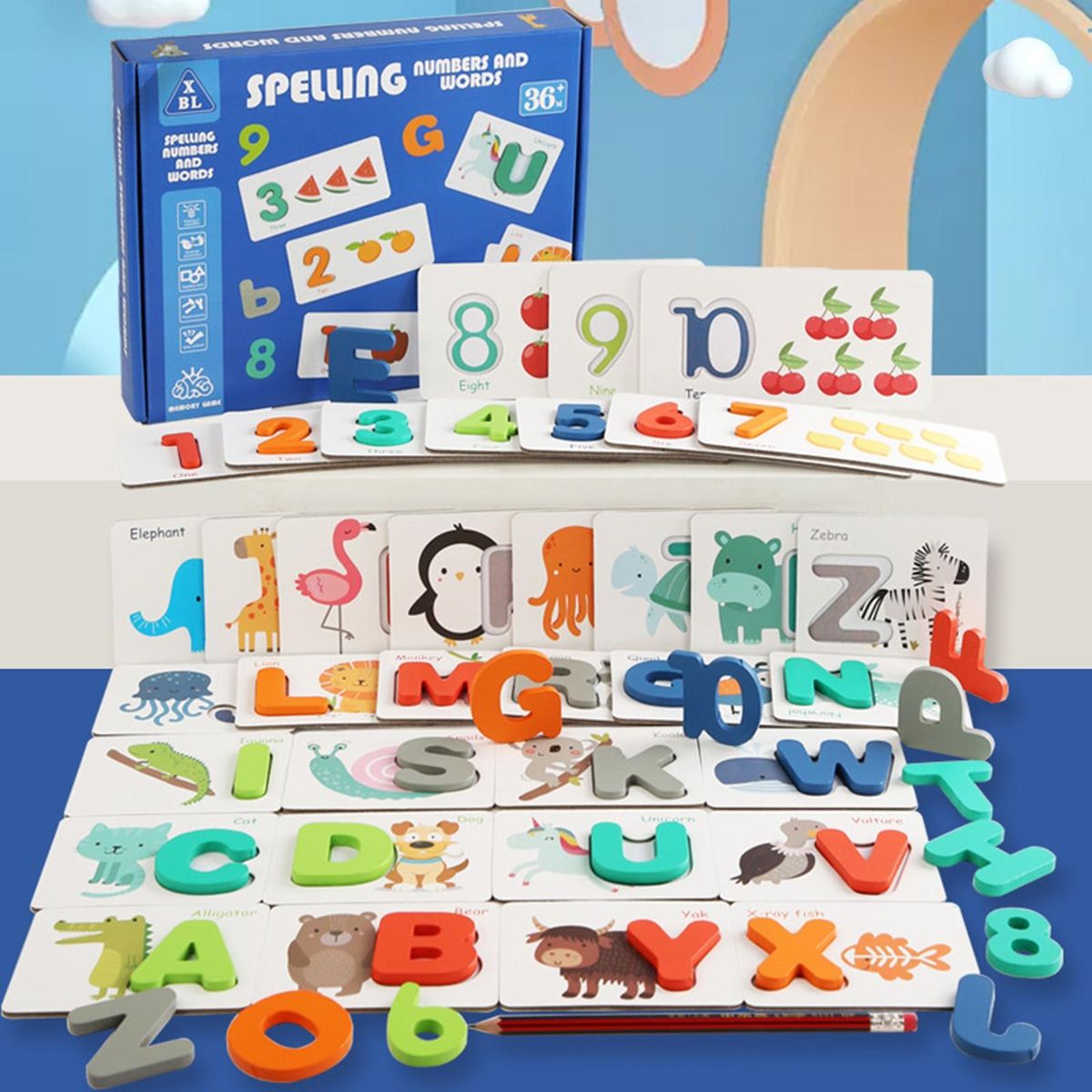 1 Set Puzzle Toys Spelling Number Words Puzzle Toys