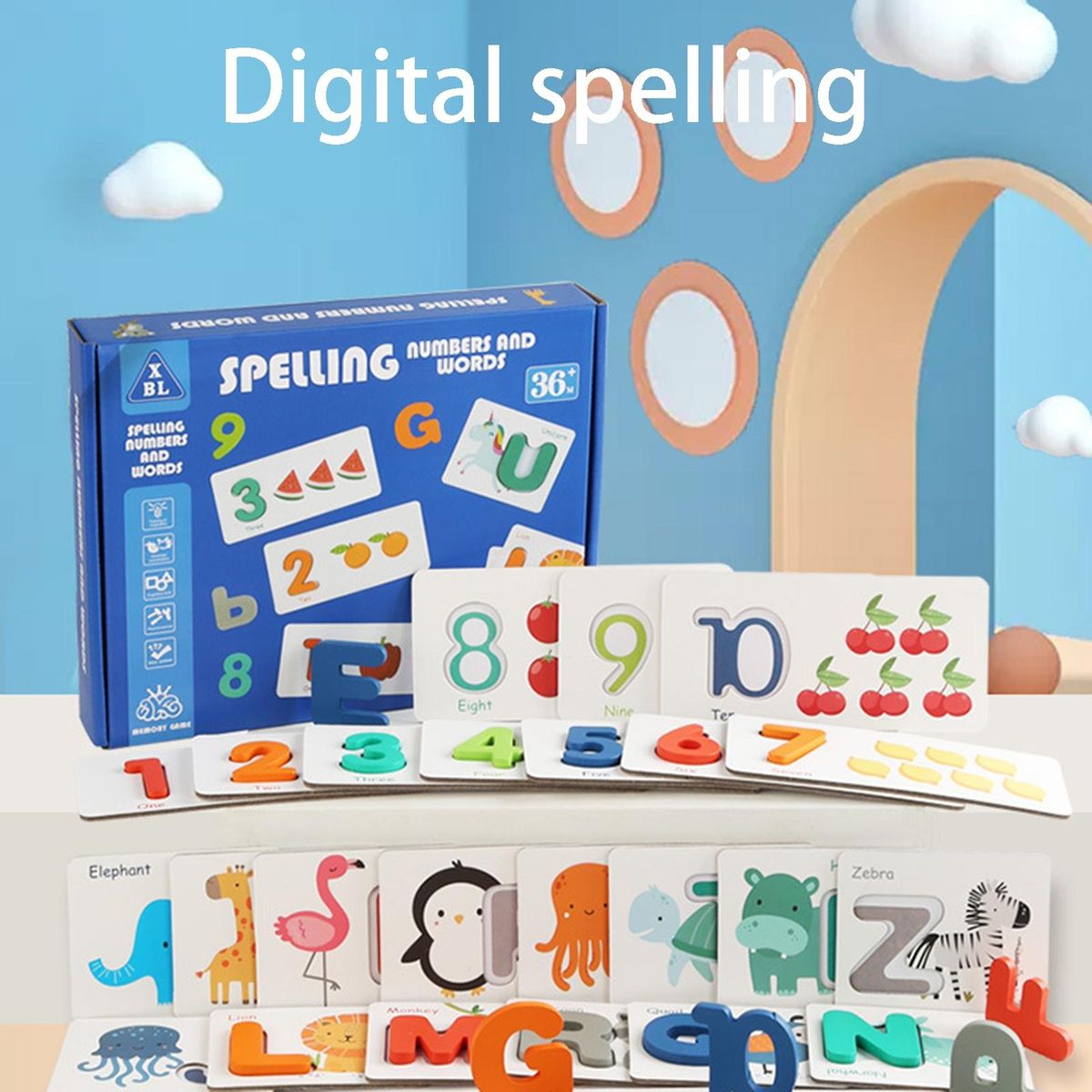 1 Set Puzzle Toys Spelling Number Words Puzzle Toys