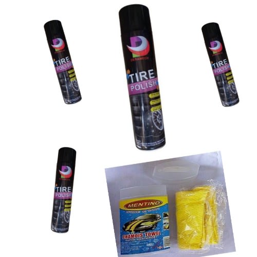 Tyre Polish 4pieces + Free Towel