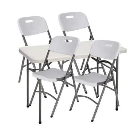 Rectangular Outdoor Dining Table 4ft + 4 Foldable Chairs