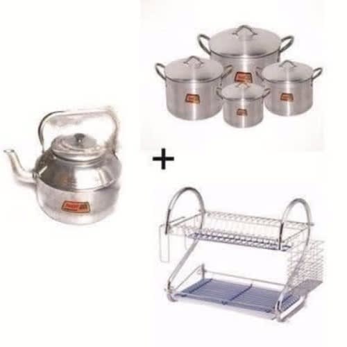 Kettle - 2L With Plate Rack & Tower Pot 4 Set Bundle