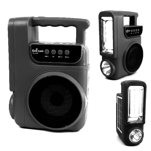 Solar Portable Bluetooth Speaker - Flashlight, Fm Radio Cclamp Cl-830