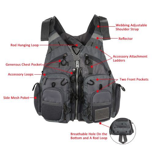 Fishing Vest Pack Multi Pocket Breathable Mesh Jacket Coat