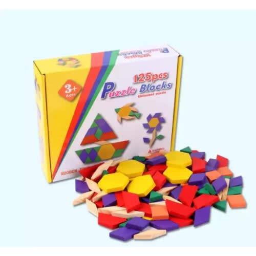 125pcs Wooden Puzzle Blocks