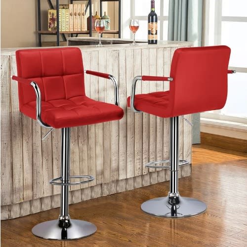 Swivel Bar Stool 01 - Set Of 2 - Red