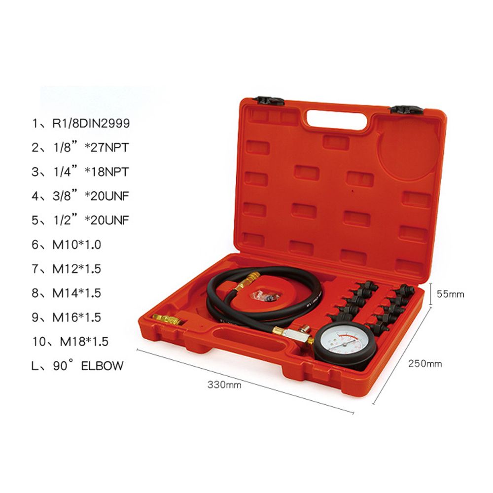13pcs Engine Oil Pressure Test Kit Auto Repairing Cylinder