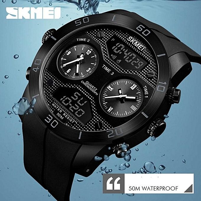 Men's Multifunction Dual Display Waterproof Watch