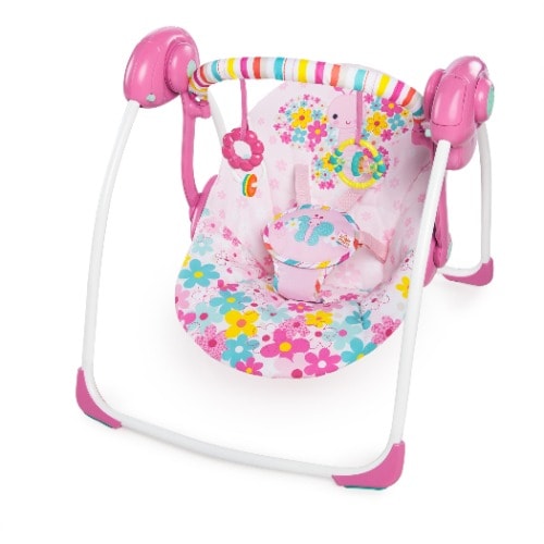 Pretty In Pink Butterfly Cutouts Portable Swing