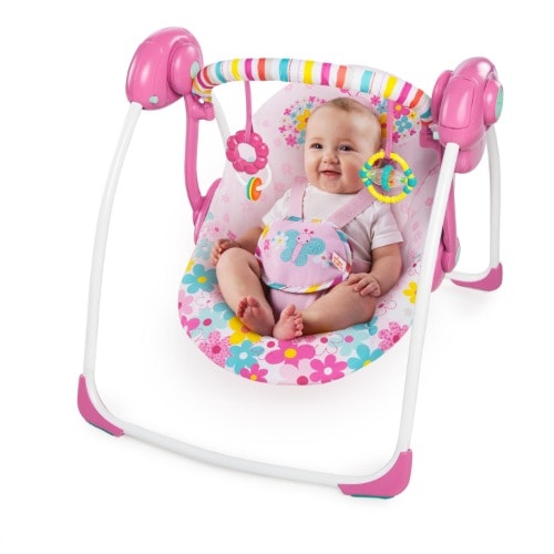 Pretty In Pink Butterfly Cutouts Portable Swing