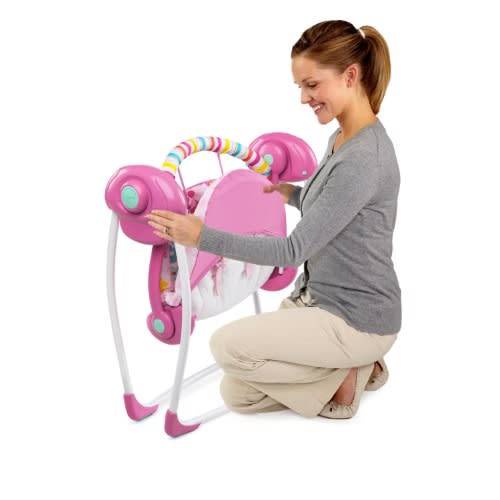 Pretty In Pink Butterfly Cutouts Portable Swing