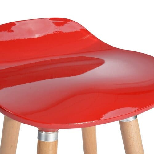 Glossy Abs Plastic Bar Stools With Wood Legs - Set Of 2 - Red