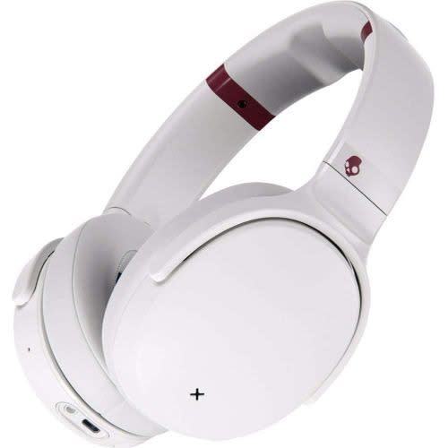 Venue Bluetooth Noise Cancelling Over-ear Headphones With Mic And Volume Control, White/crimson