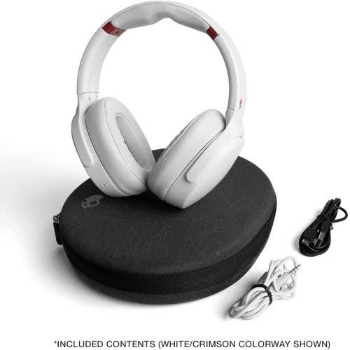 Venue Bluetooth Noise Cancelling Over-ear Headphones With Mic And Volume Control, White/crimson