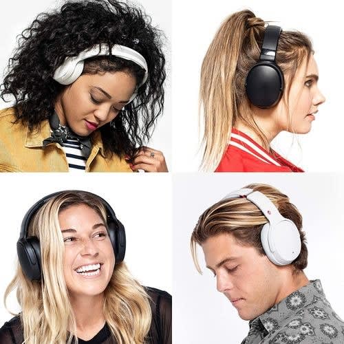 Venue Bluetooth Noise Cancelling Over-ear Headphones With Mic And Volume Control, White/crimson