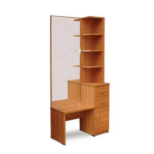 Wooden Mirror Dresser With Rack + Drawers And Cupboard